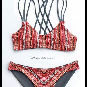 Cupshe Reversible Tribal/Grey Bikini